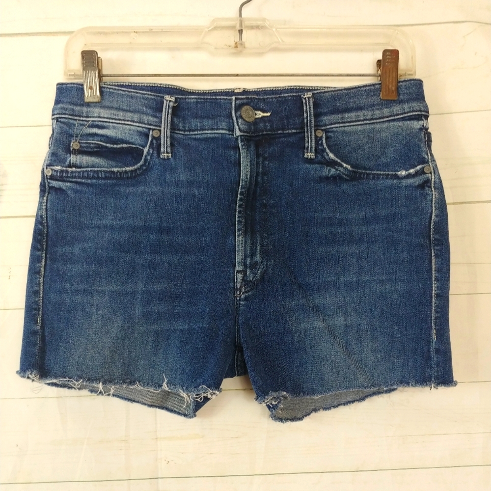 Mother The Rascal Cut off Denim Shorts Size 30 High Waist Raw Hem Medium Wash